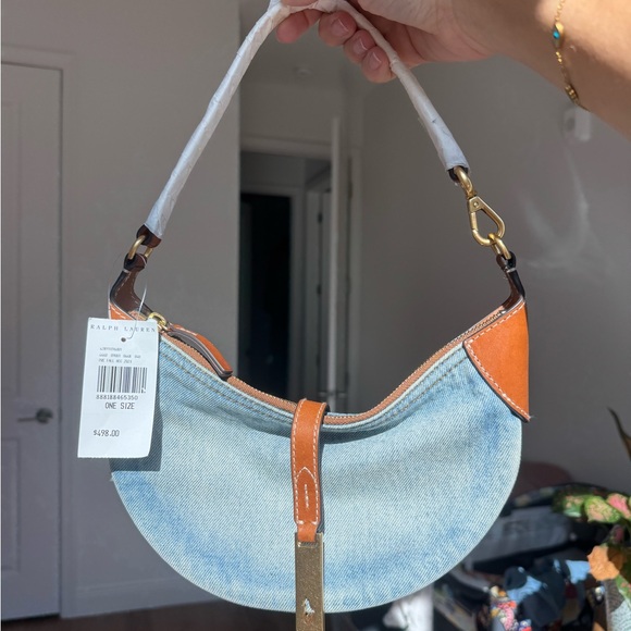 Ralph Lauren Handbags - Ralph Lauren Polo ID Denim Crescent Shoulder Bag NWT